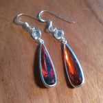 Simulated Red Diamond Sterling Silver Dangle Earrings Photo 0