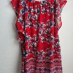 Alyx Floral Tank Top Blouse Red Blue Patriotic 1X Photo 6