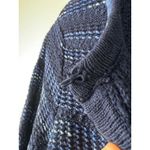 Chico's  Blue Tweed Stripe Cotton Ramie Blend Cardigan Medium Preppy Old Money Photo 4