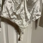 ZARA NWT Satin Bodysuit Long sleeve ruched draped fit bodice shiny Sz M white Photo 3