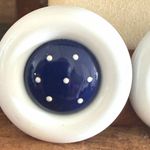 White & Navy Polka Dot Button Stud Earrings Photo 2