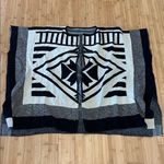 Black and White Geometric Knit Poncho Size L Photo 0