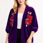 Natori Women's  Purple Velvet Embroidered Floral Cardigan XS Photo 0