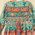 R. Vivimos Floral Tasseled Midi Dress Sz M Boho Gypsy Cottagecore Shirtdress Green Size M Photo 5