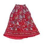 Bila Red Paisley Maxi Skirt Women's Size S Smocked Waist Tiered Floral Boho Photo 4