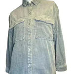 ZARA  Womens Blue shacket shirt jacket Light blue corduroy raw hem Size 11/12 Photo 0