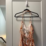 Shade & Shore NWOT Orange White Floral Palm Halter Neck Boho One Piece Cutout Photo 6