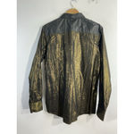 INC Womans Medium Casual Shine Black Bronze Shimmer Long Sleeve Button Blouse Photo 1