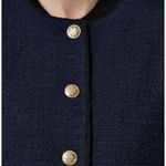 J.Crew  Tweed Bomber Lady Jacket Navy Wool Blend Preppy Cropped Relaxed US 12 NWT Photo 2
