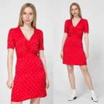 Maje • Ripia Twist-front Polka-dot Floral-jacquard Mini Dress red Rouge Photo 8