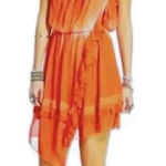 Free People Aphrodite Womens Orange Tie Dye Asymmetrical Boho Ruffle Dress XS Photo 0