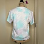 PINK - Victoria's Secret Victoria’s Secret PINK Cropped Light Blue, Lavender & White Tie Dye Shirt Sz M Photo 7