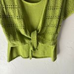 Crystal Kobe Women's Size Large Y2k Green Cotton Crochet Tie Top Cottage Photo 2