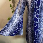 Mahina  Blue Snake Print‎ Dress,Women’s long Sleeve Dress, size Small Photo 1