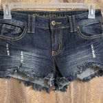 Blue Asphalt Low Rise Dark Blue Cut Off Denim Shorts Y2k 2000s Size 9 Photo 0