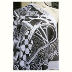 Vintage Deco Nouveau Verna Design B&W Square Cotton Scarf Black Photo 2
