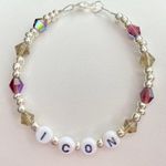 ICON Letter Beaded Bracelet Purple Silver and Smokey Beads Photo 0