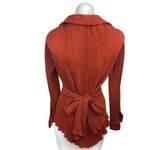 Pretty Little Thing NEW Brown V Neck Long Sleeve Plisse Wrap Blouse Shirt Top Sz 2 Photo 1