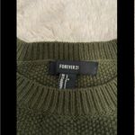 Forever 21 Forest Green Knit Sweater Top Large Crewneck Waffle Photo 3