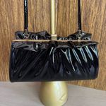 Vintage Black Vinyl‎ Ruffle Coquette Crossbody Evening Cocktail Purse Bag Clutch Photo 3