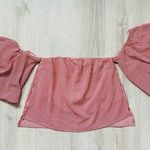 Good Luck Gem Off The Shoulder Cropped Striped Blouse Red/White Sz Small Photo 0