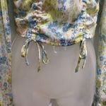 Madden NYC Smocked Long Sleeve Brami Built in Bra Blouse Crop Top Green Small Photo 5