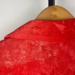 Produce Company Red Tie Dye Fish Print Linen Short Sleeve Button Up Shirt Size M Photo 7