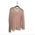 Forever 21  Plus 3X Blush Pink Lace Button Down Blouse Romantic Sheer Top Photo 1