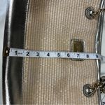 Tignanello Rattan Woven Faux Leather Gold Metallic Trim Shoulder Bag Purse Photo 15