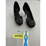 Nine West Womans  Jaquita Slip On Pumps 7 M Black Stiletto Peep Toe Brooch Detail Photo 1