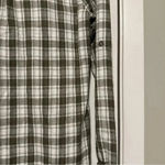 Entro  Olive and white plaid long sleeve button up shirt size S Photo 3