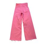 ZARA  Hot Pink Marine Straight High Rise Wide Leg Jeans 
Raw Hem, Sz 4 Photo 5