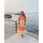 COLOR ME COURTNEY Yellow Pink Ditsy Flower Printed Cece Maxi Dress Size 2 Photo 4