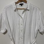 J.Crew  Capitaine Linen Shirt Dress Size Large White Belted Resortwear Minimalist Photo 3