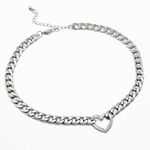 Heart Curb Chain Choker Silver Photo 0