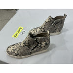 Steve Madden Womans Wedgie 8.5 M Brown Beige Snake Print Zip Hidden Wedge Bootie Photo 2