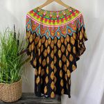 Trina Turk  Black Print Short Sleeve Swim Bathing Suit Cover Up Dress M Photo 2