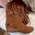 Rampage Comfy Brown Fringe Winter Boots Photo 2