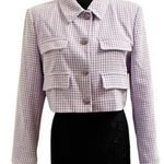 ZARA  Tweed Checkers Long Sleeve Crop Blazer Jacket   Photo 0