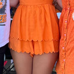 Orange Scalloped Romper Women’s Large Photo 0