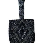 Moyna vintage black and silver beaded women's mini purse handbag wristlet Photo 0