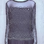 Vintage Ted lapidus long sleeve beaded sequin maxi dress silk 16 evening gown Black Photo 2