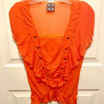 Free People  orange peasant top with lace and ruffle trim Photo 0