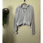 Free People NEW  Care Snowdrift Periwinkle Ice Henley Boucle Pullover Sweater Lg Photo 9