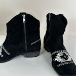 Musse & Cloud  Ginger Black Suede Aztec Embroidered Western Ankle Boots Womens 9 Photo 3