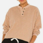 Donni Women's Mini Sherpa Henley Camel Tan Long Sleeve Shirt S Small Photo 0