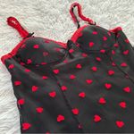 Madden Girl  Black Mesh Mini Dress Red Heart Print Lace Trim Slip Dress Size M Photo 13