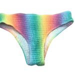 Womens Bikini Bottom Cheeky Smocked Crinkled Rainbow Colorful L Blue Size L Photo 0