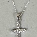 Sterling Silver Diamond Cross Pendant Charm Necklace Choker Jewelry 🩶 Photo 0