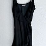 Free People  All My Love Wrap Shine Mini Dress In Black Satin XS Photo 0